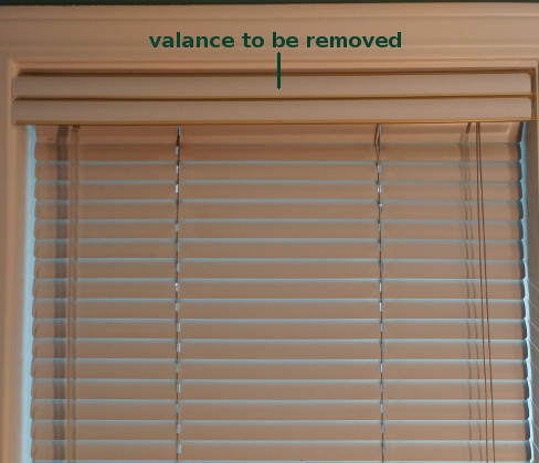 removing valance for mini-blind